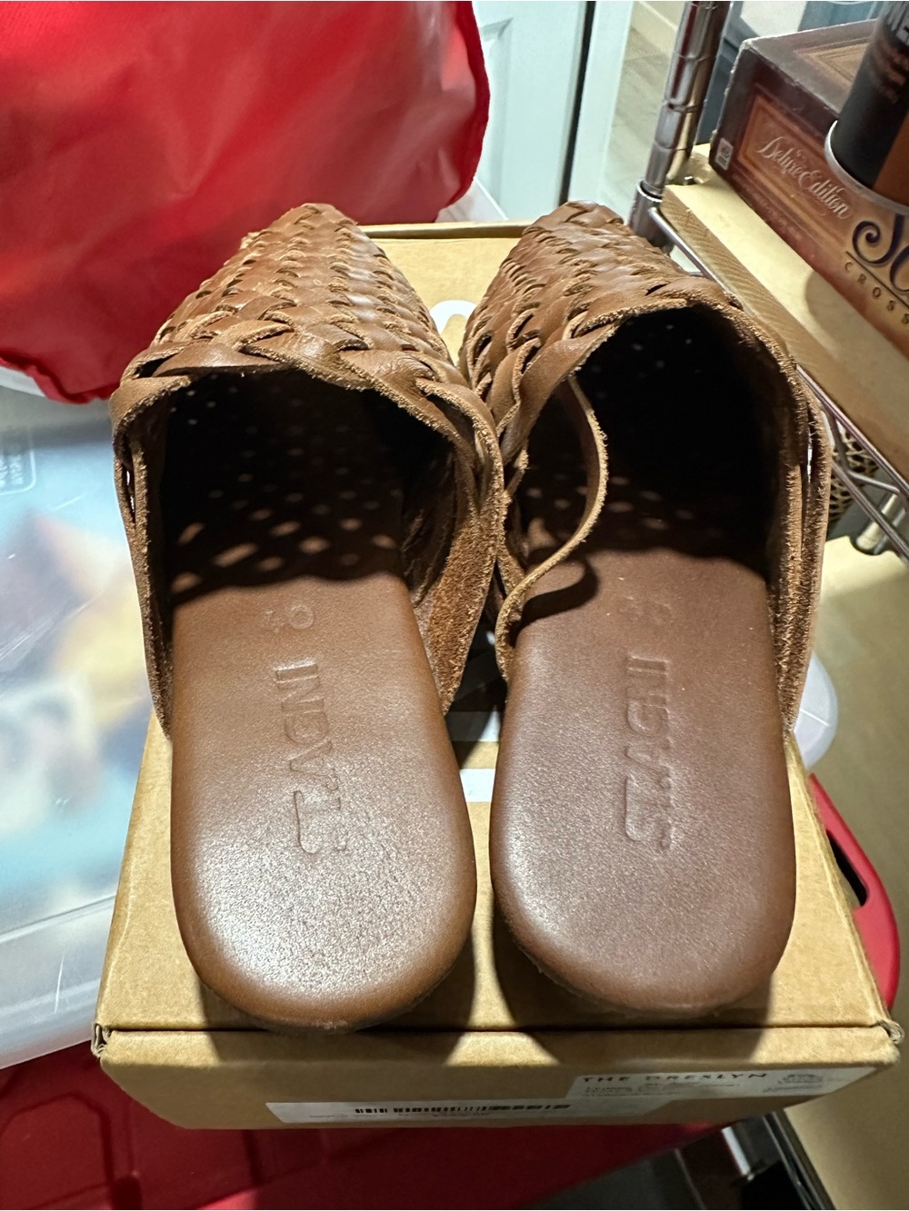 St. Agni Brown Woven Leather Mules - Picture 2 of 4